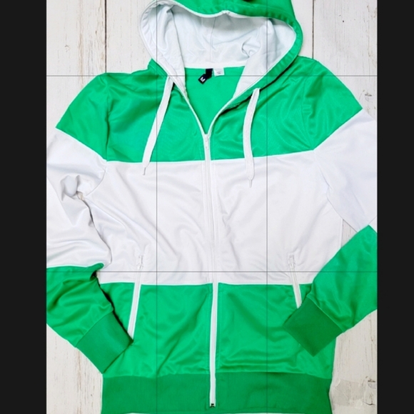 H&M Men's Green & White Zip Up Track Jacket - Picture 5 of 12